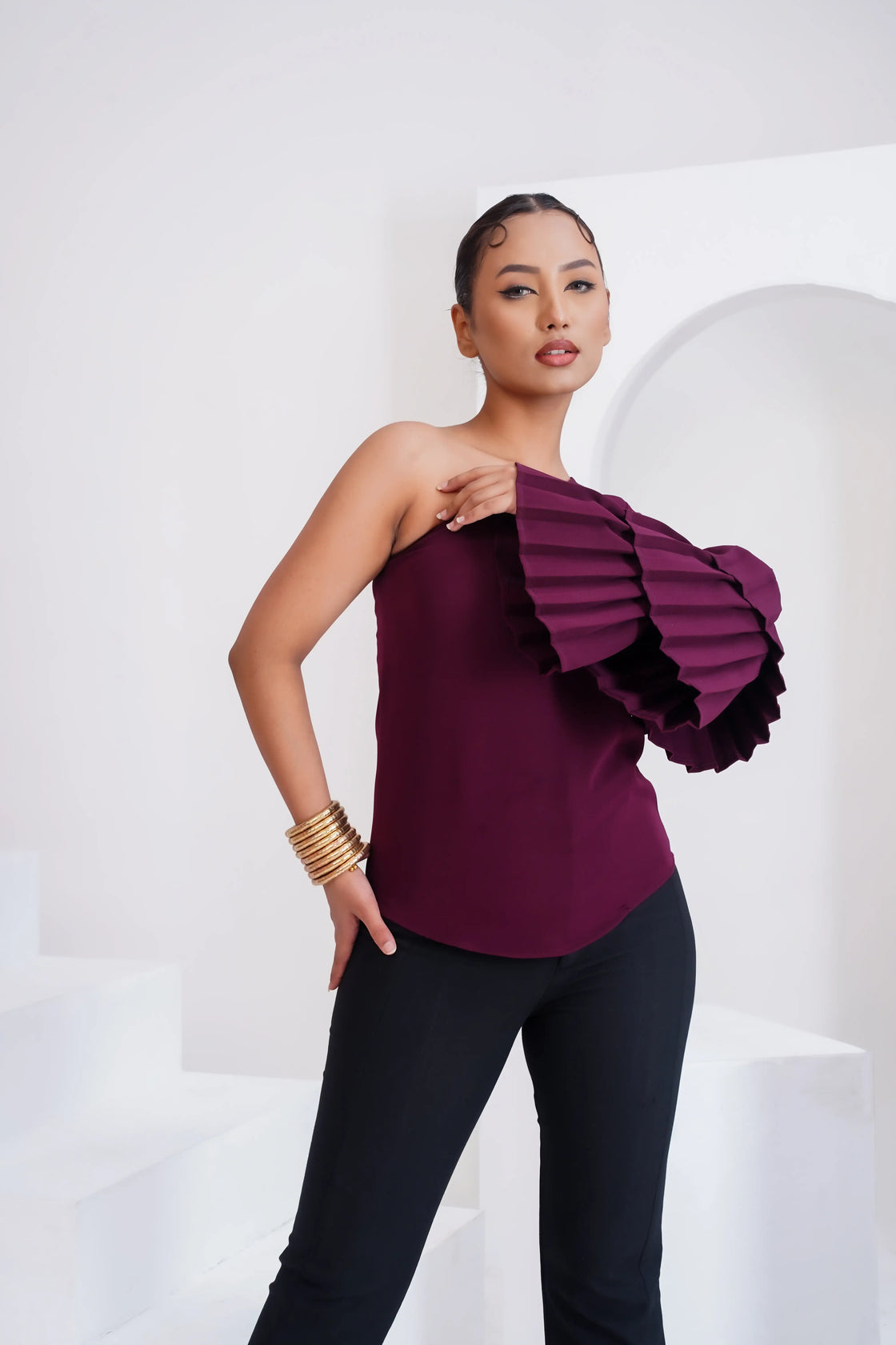 The ruffled enchantment top - Maroon