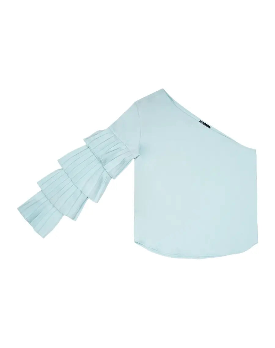 The ruffled enchantment top - Light Blue