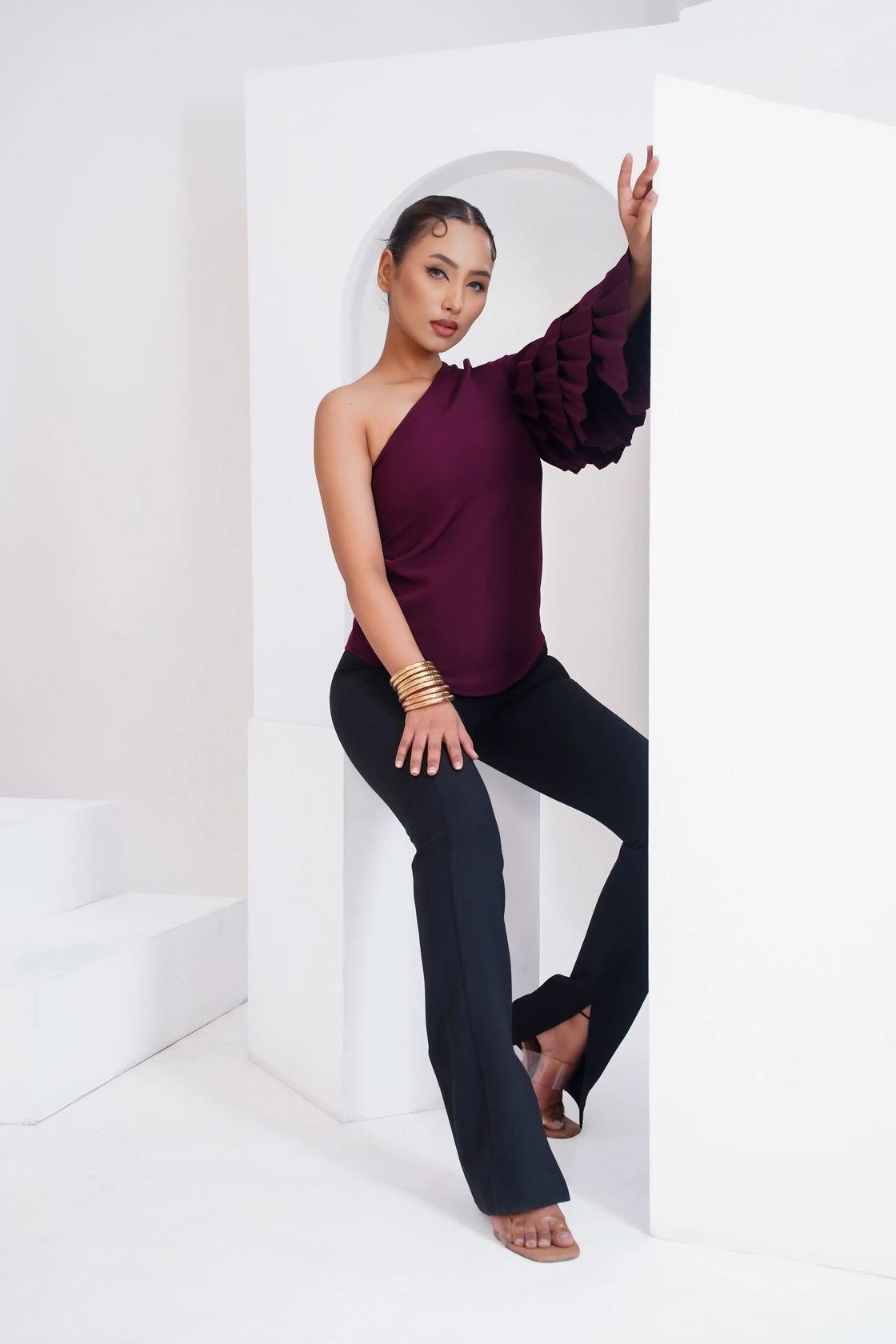 The ruffled enchantment top - Maroon