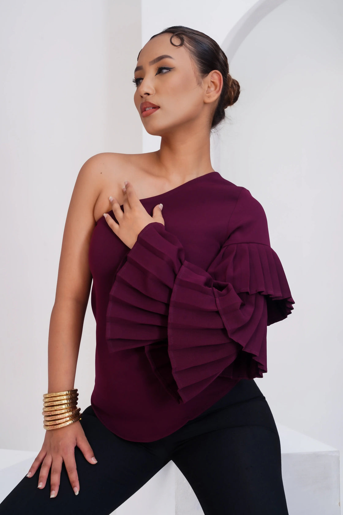 The ruffled enchantment top - Maroon